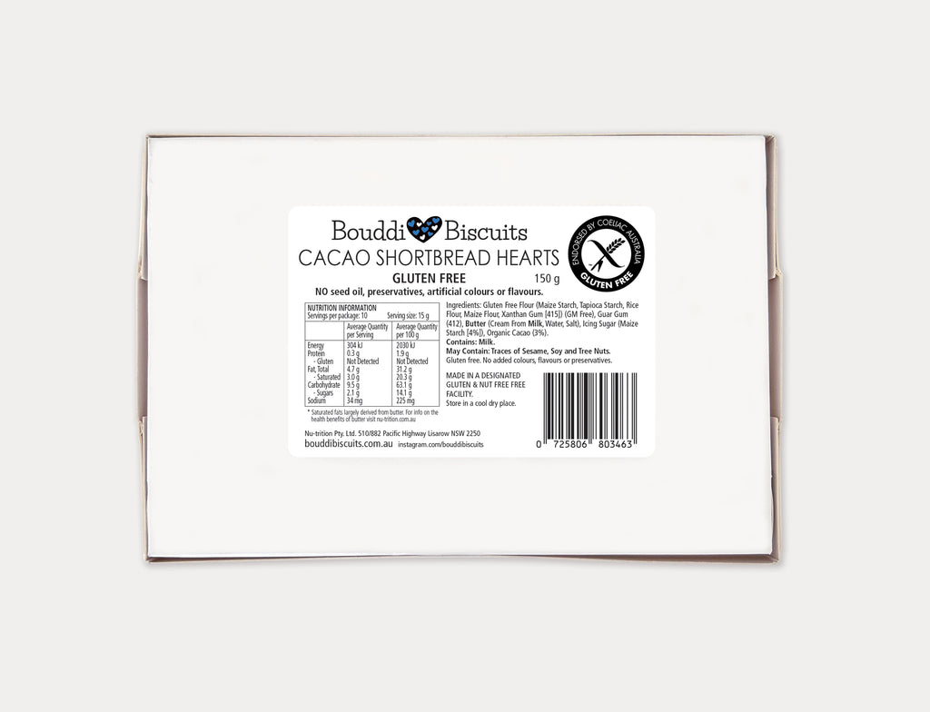 Heart Cacao Chip Shortbread Gluten Free Biscuits (Gift Pack)