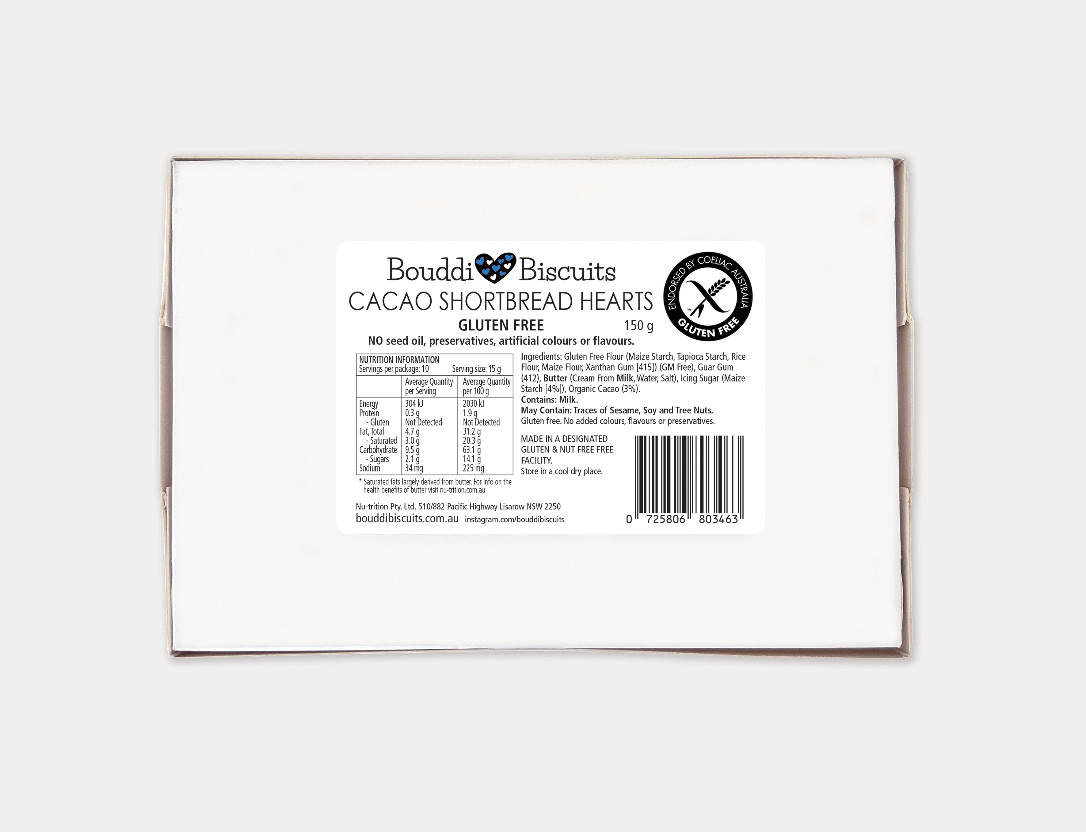 Heart Cacao Chip Shortbread Gluten Free Biscuits (Gift Pack)