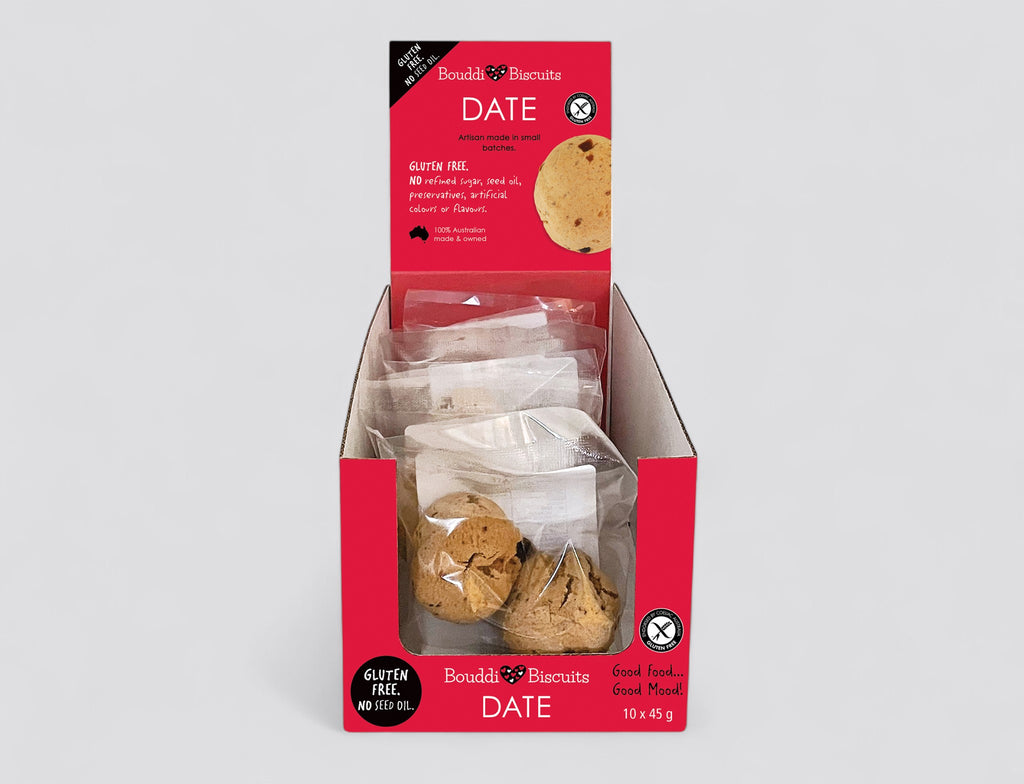 Date (x2) & Anzac (x1) Gluten Free Biscuits - Display Box (3 Displays)